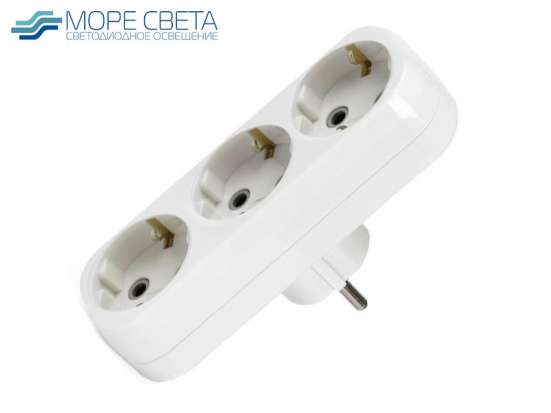 Разветвитель SBE-10-A02-3 на 3 гнезда с заземлением 16A 250V белый