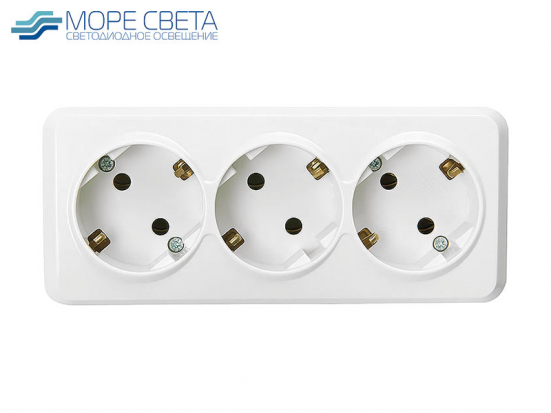 Розетка накладная трехместная SBE-03w-16-S3-Z с/з белая