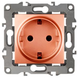 12-2001-14 ЭРА Розетка 2P+E Schuko, 16A-250В, IP20, без м.лапок, Эра12, медь