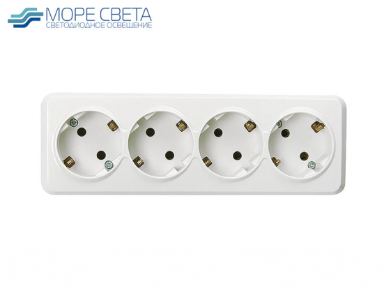 Розетка накладная четырехместная SBE-03w-16-S4-Z с/з белая