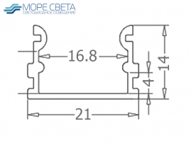 Накладной светодиодный профиль SL-2121-N (265) комплект