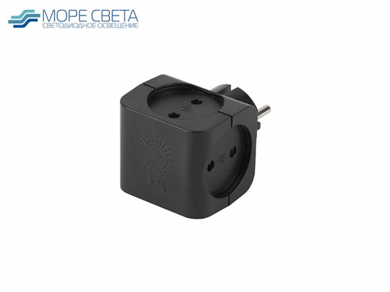 Тройник ЭРА SP-4-B 16A 3500W без заземления черный