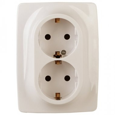 12-2006-02 ЭРА Розетка 2X2P+E Schuko, 16А-250В, б.л., Эра12, слоновая кость