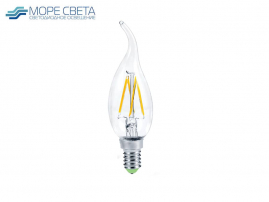 Светодиодная лампа филамент СВЕЧА НА ВЕТРУ E14 5W 220V 4000-4500K Прозрачная дневная белая