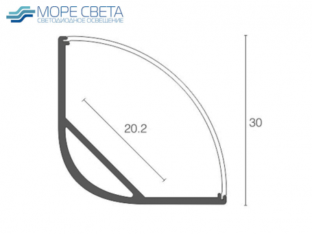 Угловой светодиодный профиль SL-Nugl-30x30-U (282) комплект