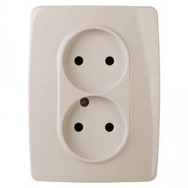 12-2007-02 ЭРА Розетка 2X2P, 16А-250В, б.л., Эра12, слоновая кость