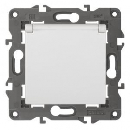 14-2103-01 ЭРА Розетка 2P+E Schuko со шторками с крышкой, 16A-250В, IP20, Эра Elegance, белый