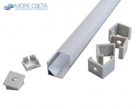 Угловой светодиодный профиль SL-Nugl-16x16-S-U (281) квадр.расс. комплект