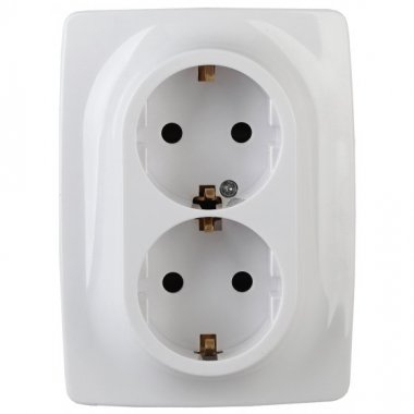 12-2008-01 ЭРА Розетка 2X2P+E Schuko со шторками , 16А-250В, б.л., Эра12, белый