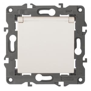 14-2103-02 ЭРА Розетка 2P+E Schuko со шторками с крышкой, 16A-250В, IP20, Эра Elegance, сл.кость