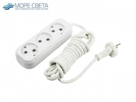 Удлинитель на 3 гнезда 3 метра б/з 10А 220В белый