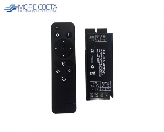 Диммер VT-S08 (Dimm, 12-24V, 25A, 300-600W, Пду RF, Черный)