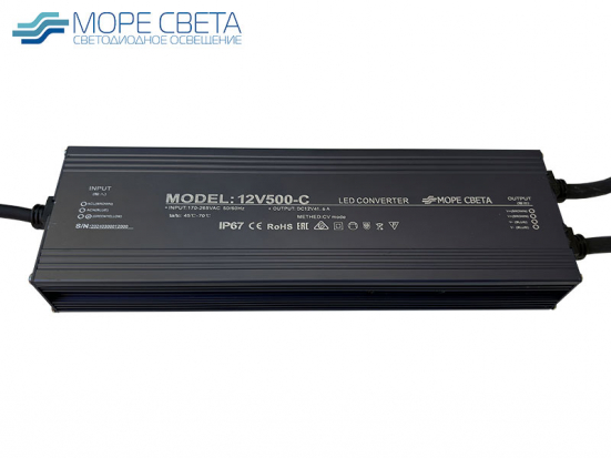 Блок питания SL 500Вт 12В 41.6А IP67 металл Slim
