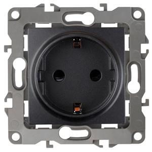 12-2101-05 ЭРА Розетка 2P+E Schuko, 16A-250В, IP20, Эра12, антрацит 12-2101-05 ЭРА Розетка 2P+E Schuko, 16A-250В, IP20, Эра12, антрацит