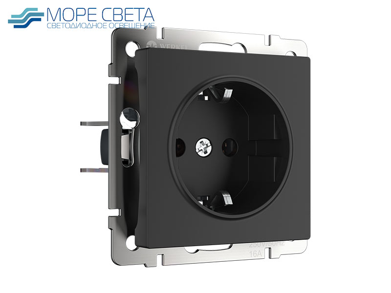 Розетка с заземлением Werkel W1171008 Черная матовая