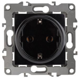 12-2101-06 ЭРА Розетка 2P+E Schuko, 16A-250В, IP20, Эра12, чёрный