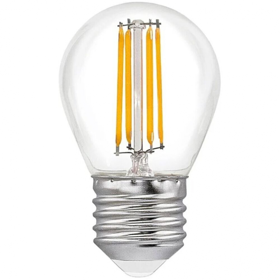 Светодиодная лампа филамент ШАР E27 8W 220V 2700-3200K Прозрачная Теплая белая Светодиодная лампа филамент ШАР E27 8W 220V 2700-3200K Прозрачная Теплая белая