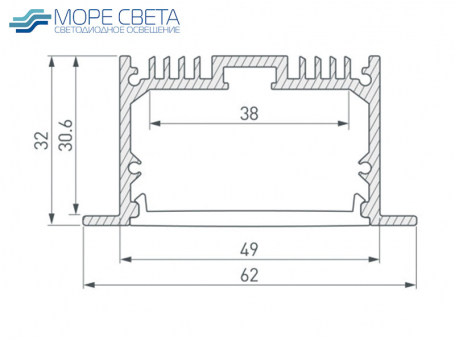 Профиль SL-LINIA62-F-2000 ANOD (ARL, Алюминий)