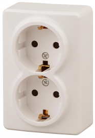 11-2206-02 ЭРА Розетка 2х2P+E Schuko со шторками, 16A-250В, IP20, ОУ, Эра Эксперт, сл.кость