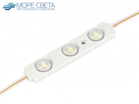 Светодиодный модуль SL-B3-WW 3SMD 2835 1.2W 12V IP65 3000K с прозрачной линзой