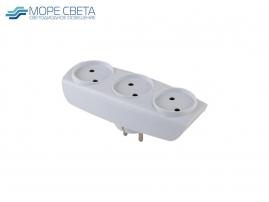 Тройник ЭРА SP-3-W без заземления 16A 3500W плоский белый