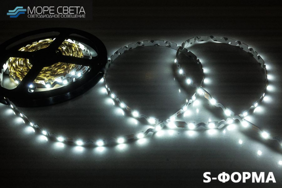 Светодиодная лента S-формы SMD2835 60LED 12W 12V IP20 Холодная белая
