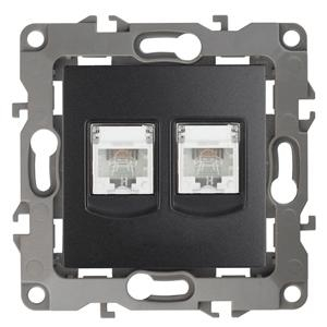 12-3106-05 ЭРА Розетка телефонная двойная 2XRJ11, IP20, Эра12, антрацит