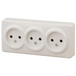 11-2207-02 ЭРА Розетка 3х2P, 16A-250В, IP20, ОУ, Эра Эксперт, сл.кость