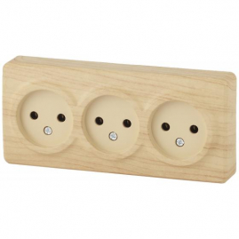 11-2207-11 ЭРА Розетка 3х2P, 16A-250В, IP20, ОУ, Эра Эксперт, сосна
