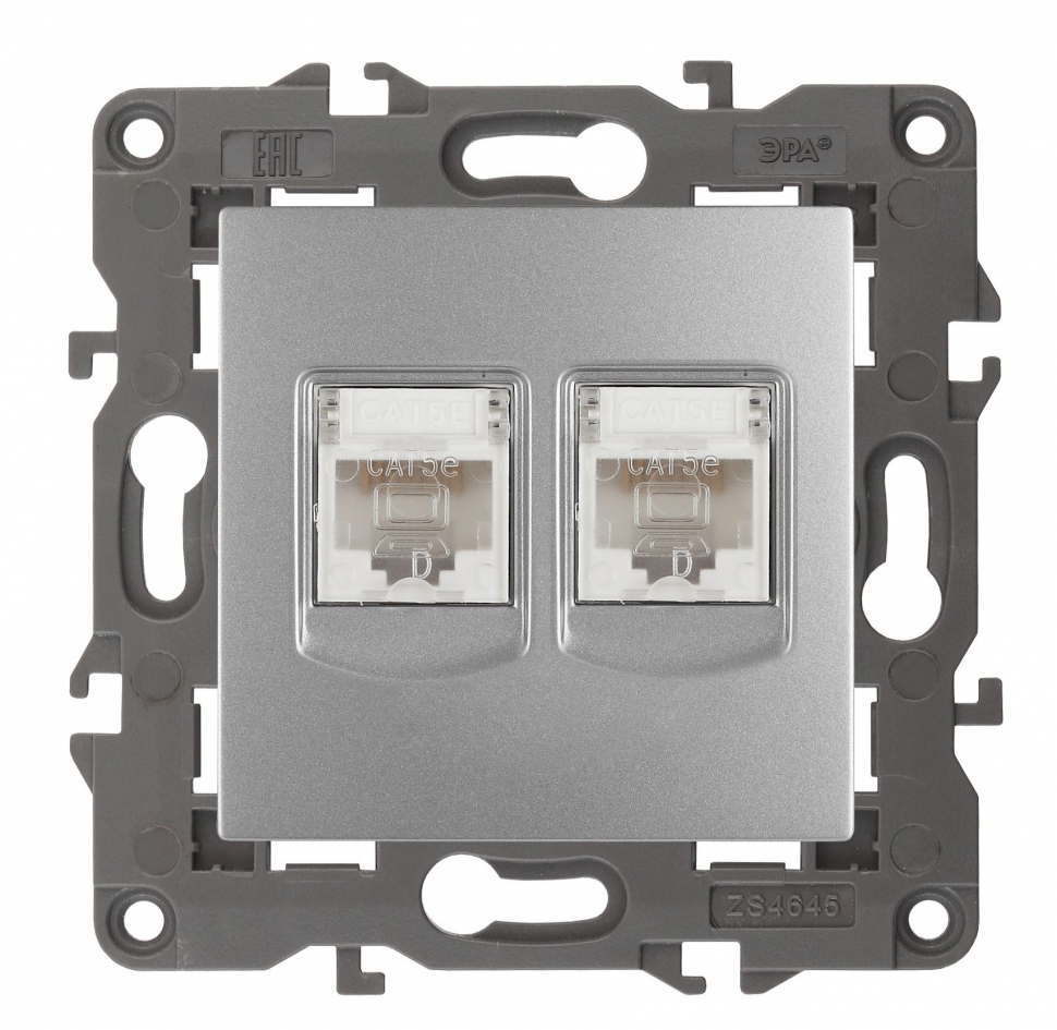 14-3108-03 ЭРА Розетка 2хRJ45, IP20, алюминий 14-3108-03 ЭРА Розетка 2хRJ45, IP20, алюминий