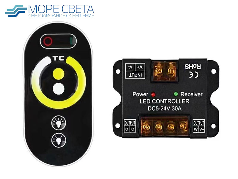 НоменклатураПрисоединенныеФайлы Контроллер SL LED-TOUCH (CCT, 12-24V, 30A, 360-720W, Пду RF, Черный)
