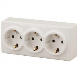11-2208-02 ЭРА Розетка 3х2P+E Schuko, 16A-250В, IP20, ОУ, Эра Эксперт, сл.кость