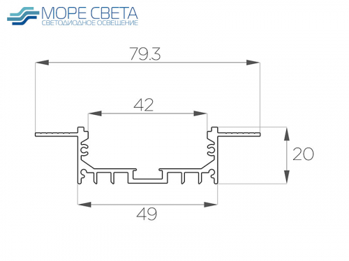 Встраиваемый светодиодный профиль SL-8020-SH под шпаклевку