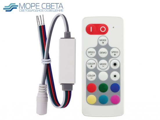 Контроллер LP T130-S Mini (RGB,12-24V, 6A, 72-144W, Пду RF, Белый)