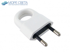 Вилка электрическая SBE-2.5-P10-w плоская сборная с кольцом белая