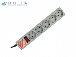 Сетевой фильтр 1.9м 5 розеток с-з 10А серый