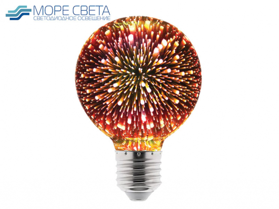 Декоративная LED лампа Smartbuy G80 E27 7W 3D эффект