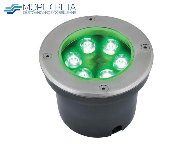НоменклатураПрисоединенныеФайлы Грунтовый светильник Uniel ULU-B11A 6W Зеленый IP67 Серый