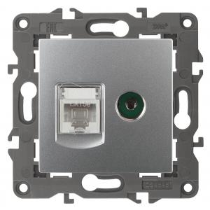 14-3110-03 ЭРА Розетка RJ45+TV, IP20, алюминий 14-3110-03 ЭРА Розетка RJ45+TV, IP20, алюминий