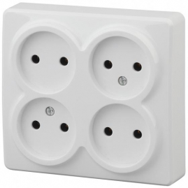 11-2210-01 ЭРА Розетка 4х2P, 16A-250В, IP20, ОУ, Эра Эксперт, белый