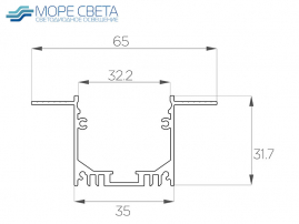 Встраиваемый светодиодный профиль SL-6532-SH под шпаклевку