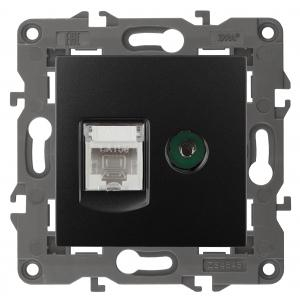 14-3110-05 ЭРА Розетка RJ45+TV, IP20, антрацит 14-3110-05 ЭРА Розетка RJ45+TV, IP20, антрацит