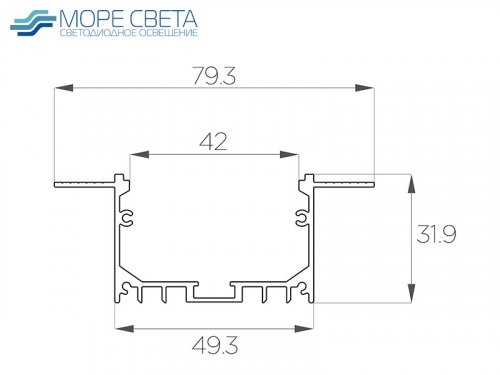Встраиваемый светодиодный профиль SL-8032-SH под шпаклевку
