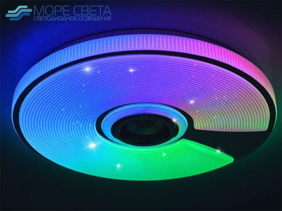 Управляемый LED светильник SONG 60W 3000-6500K+SPI RGB Bluetooth music 8W D380mm круг