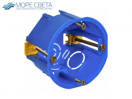 Установочная коробка синяя D68x45 самонарезающие винты и лапки