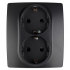 12-2104-05 ЭРА Розетка 2X2P+E Schuko со шторками, 16A-250В, IP20, Эра12, антрацит 12-2104-05 ЭРА Розетка 2X2P+E Schuko со шторками, 16A-250В, IP20, Эра12, антрацит