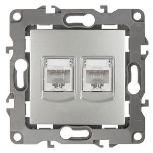 12-3108-03 ЭРА Розетка информационная двойная 2XRJ45, IP20, Эра12, алюминий 12-3108-03 ЭРА Розетка информационная двойная 2XRJ45, IP20, Эра12, алюминий