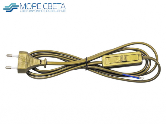 Шнур с вилкой и выключателем FERON KF-HK-1 1.9м золото