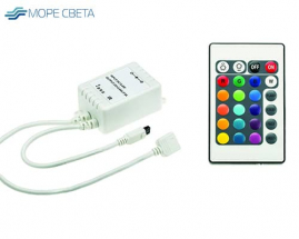 Контроллер LN-IR24B (RGB, 12-24V, 12A, 144-288W, Пду IR, Белый)
