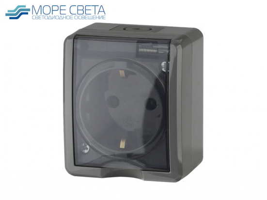 11-2401-03 ЭРА Розетка 2P+E IP54, 16A-250В, ОУ, Эра Эксперт, серый